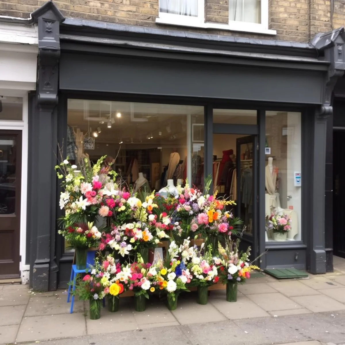 Vitrine de commerce prise en lumière du jour terne