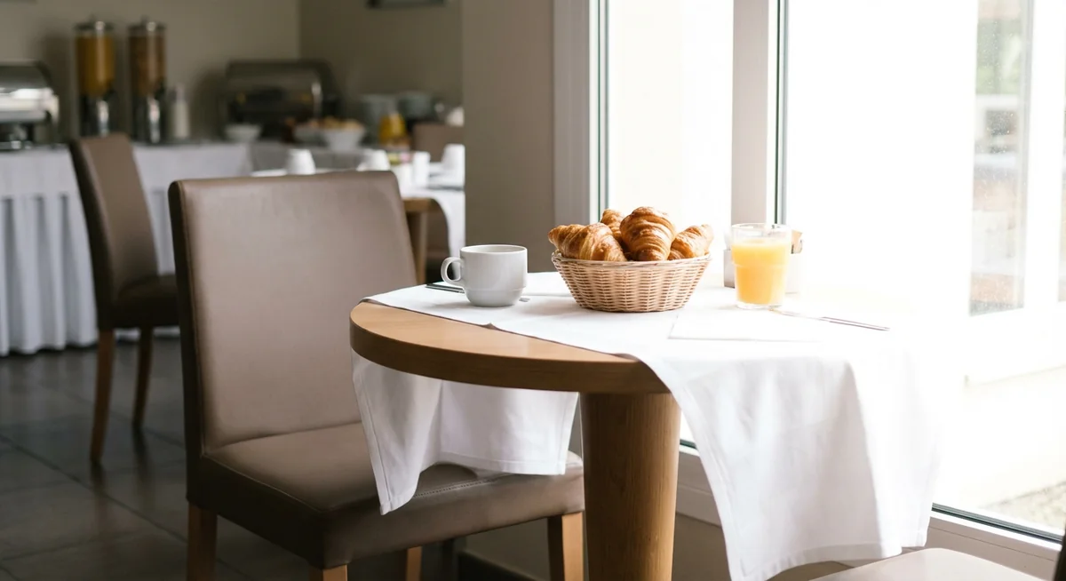 Salle petit-déjeuner avec fenêtre surexposée